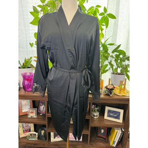 Women's INC Robe XS Black Lace Trim